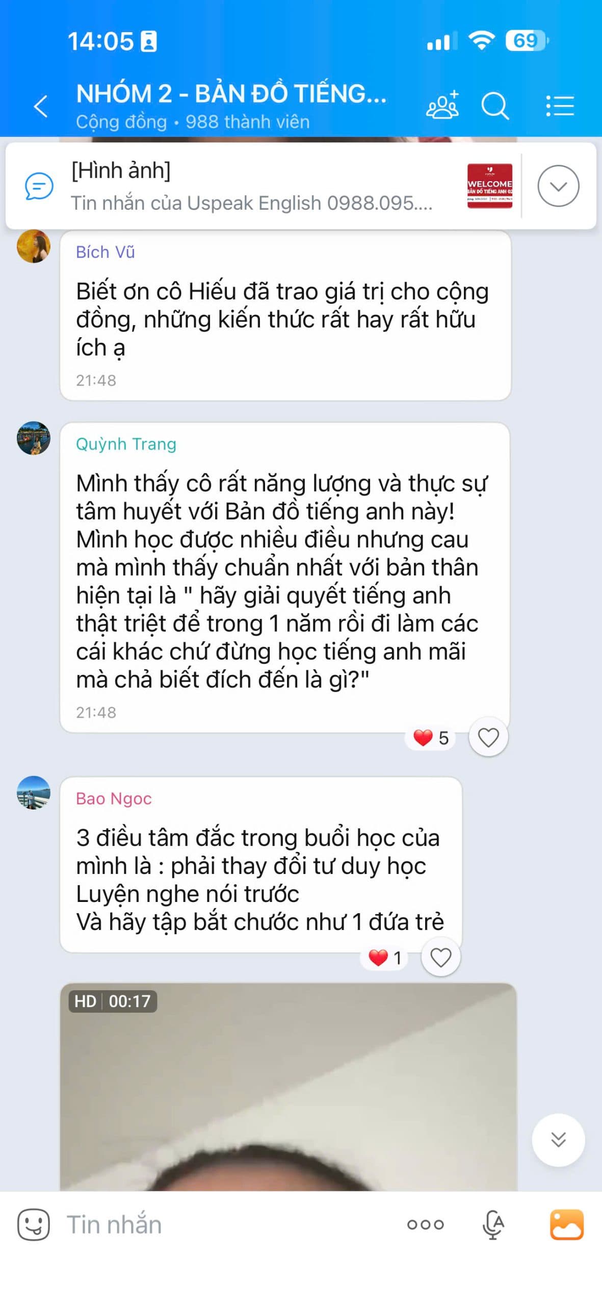 Tin nhắn chia sẻ học viên Bản Đồ Tiếng Anh 21