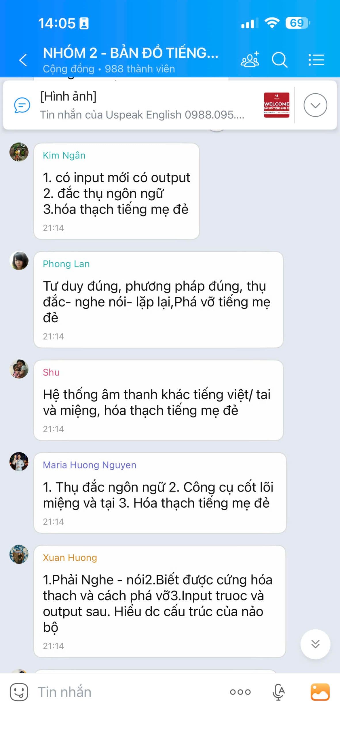 Tin nhắn chia sẻ học viên Bản Đồ Tiếng Anh 18