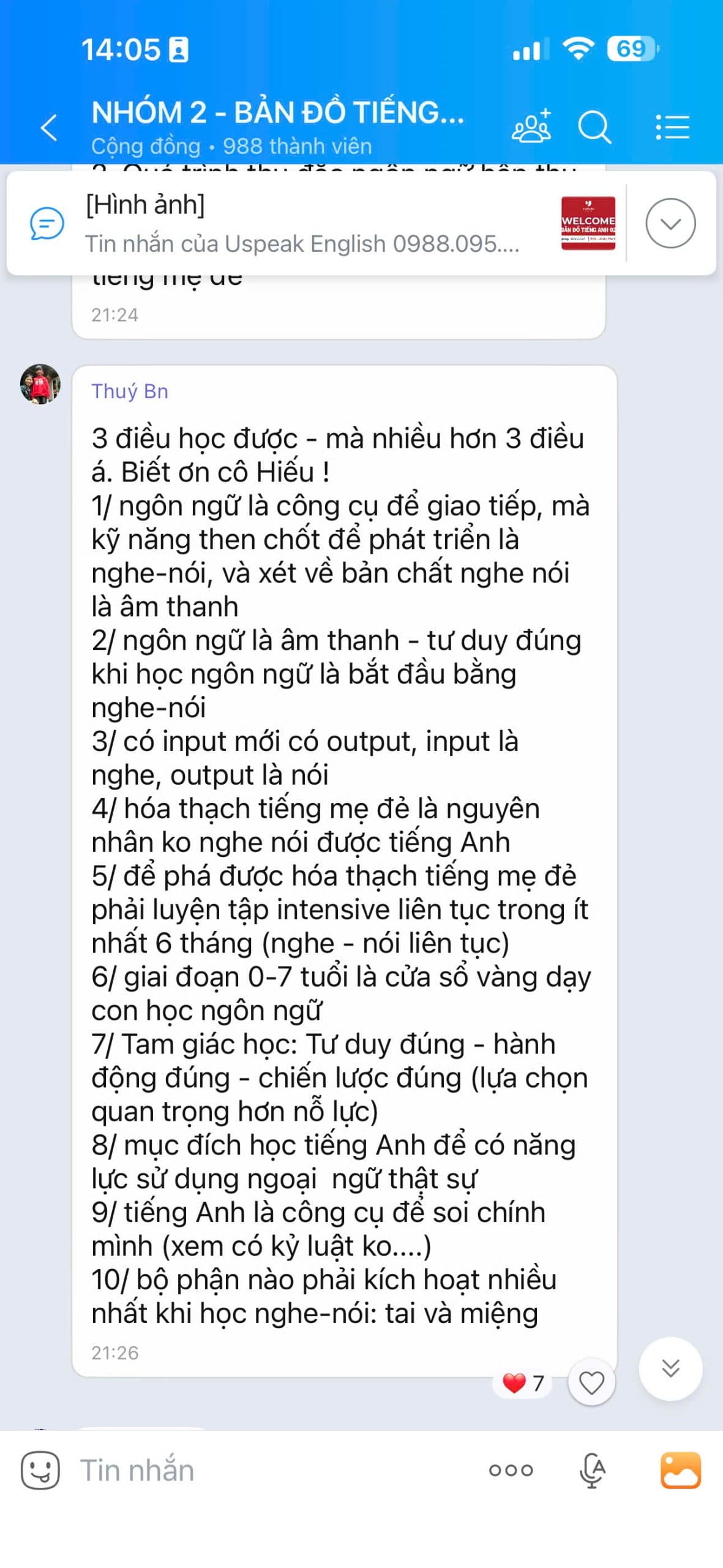 Tin nhắn chia sẻ học viên Bản Đồ Tiếng Anh 17
