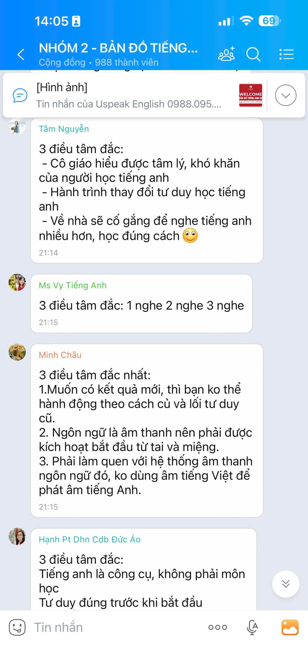 Tin nhắn chia sẻ học viên Bản Đồ Tiếng Anh 16