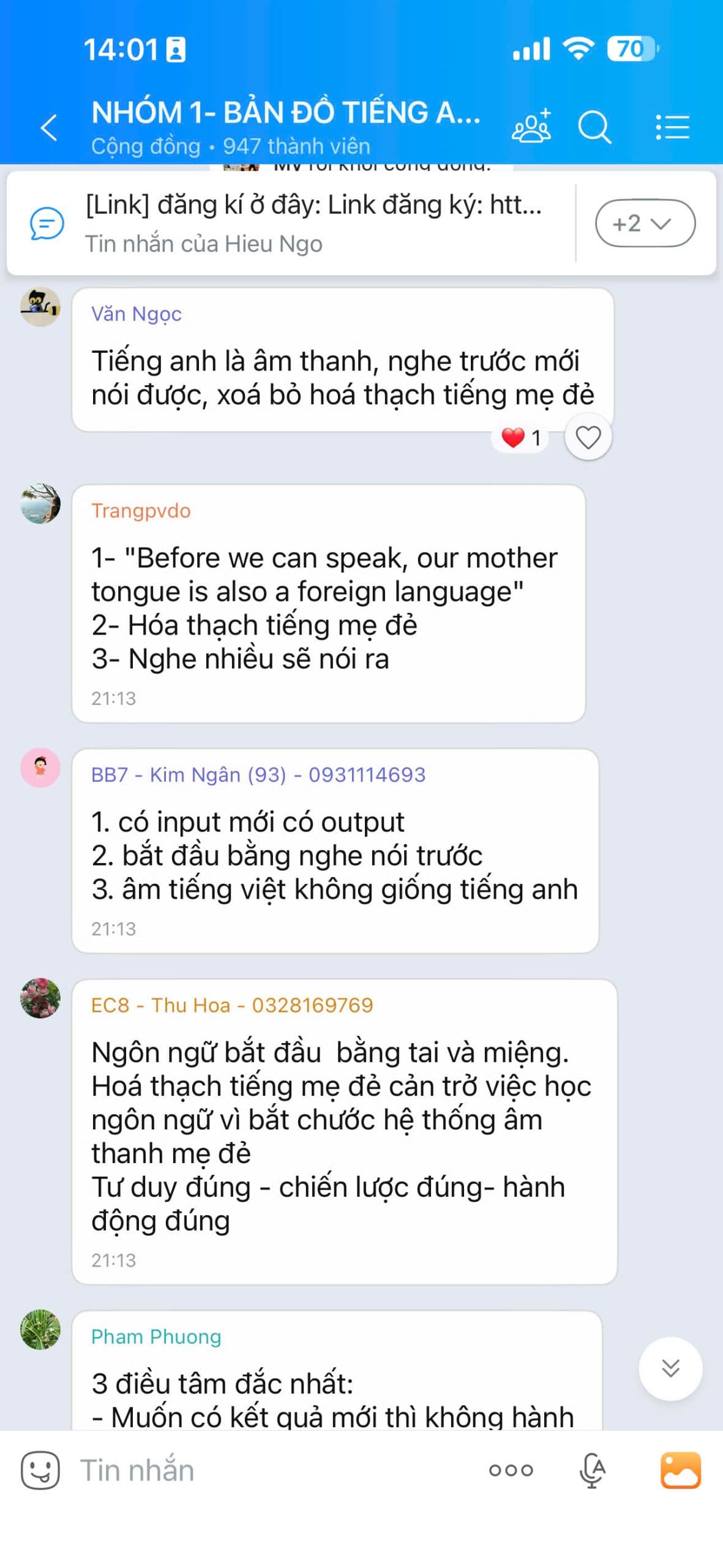Tin nhắn chia sẻ học viên Bản Đồ Tiếng Anh 12