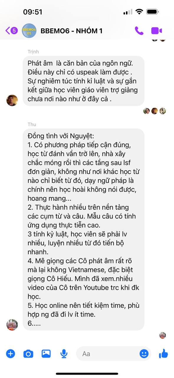 Tin nhắn phản hồi học viên Pro Talk 2