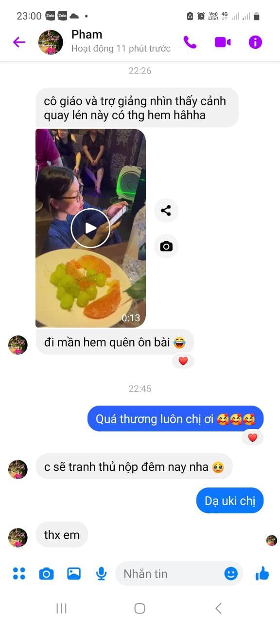 Tin nhắn phản hồi học viên Pro Talk 8
