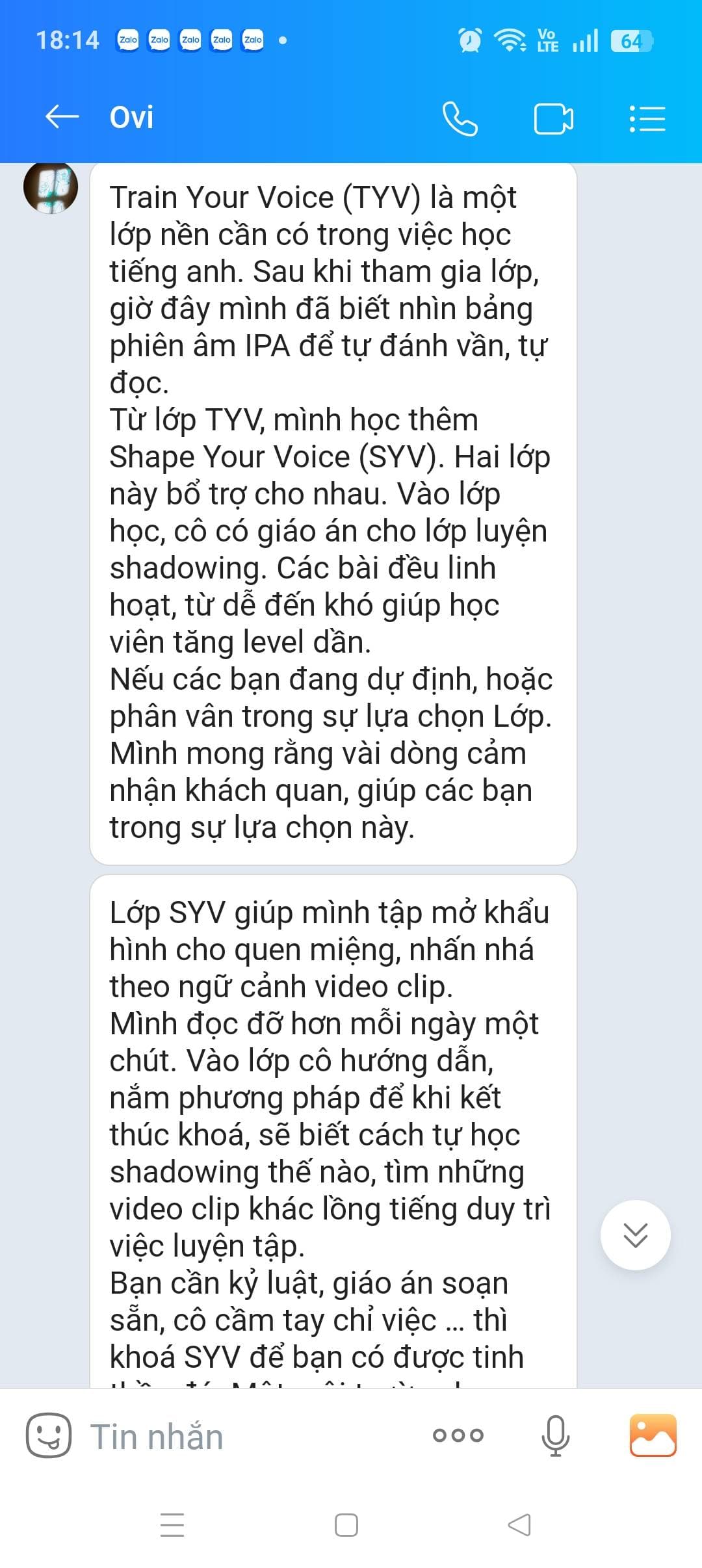 Phản hồi học viên Shape Your Voice 7