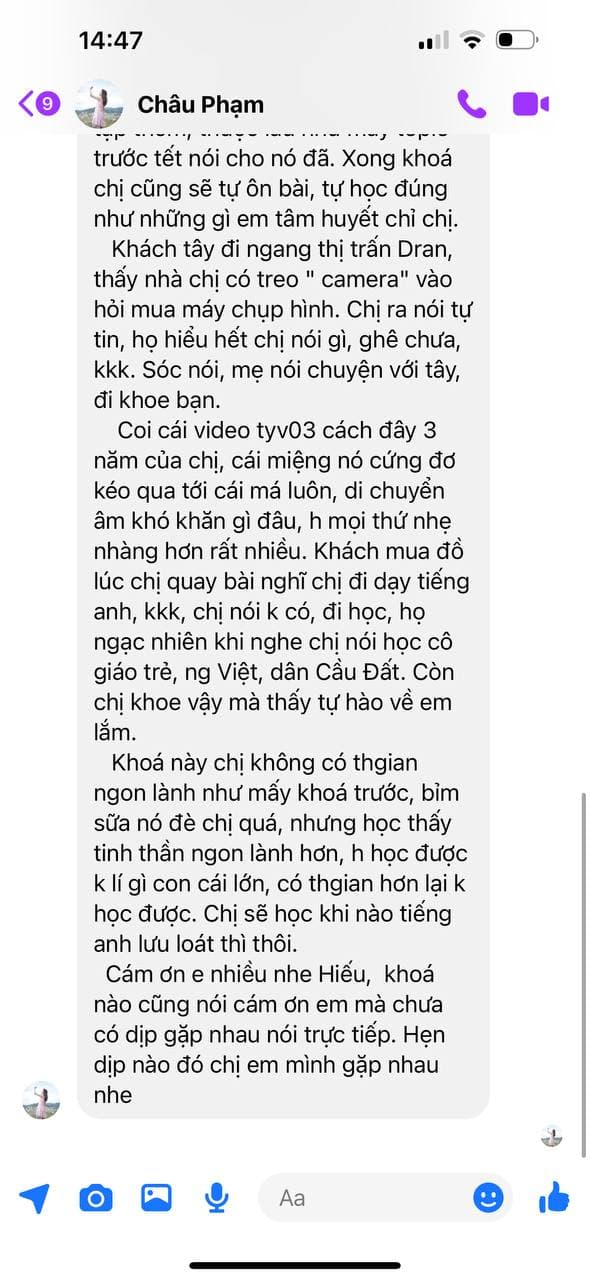 Tin nhắn phản hồi học viên Uspeak 360 14
